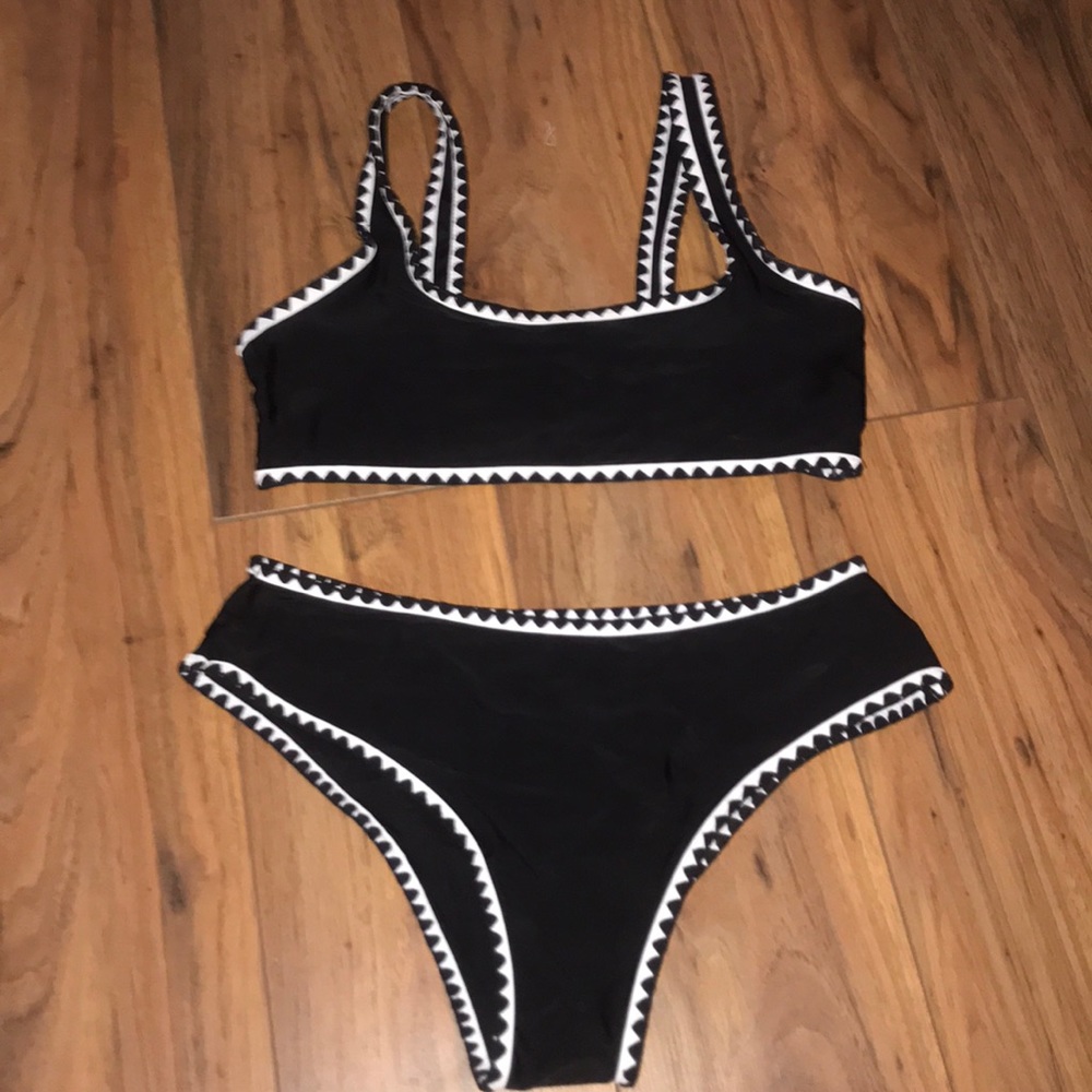 Shein black and white swim suit